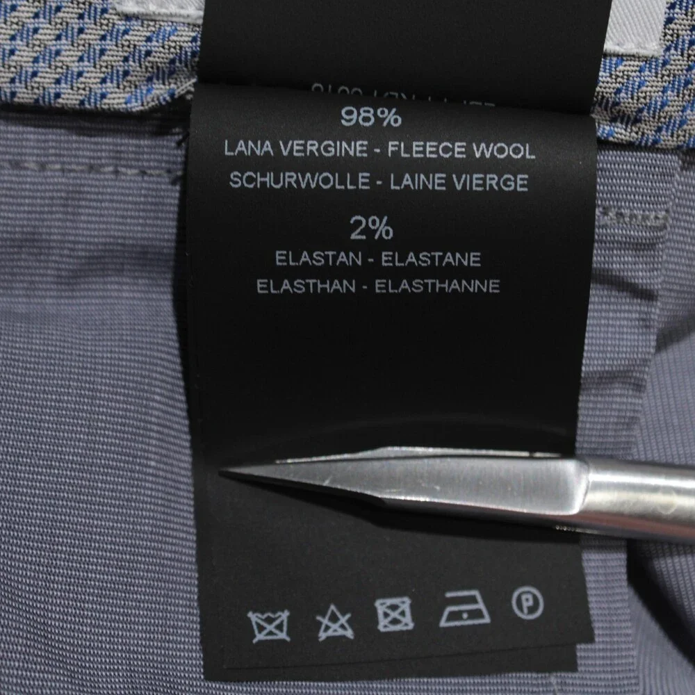 PT Torino NWT Dress Pants Size 50 (US 34) Slim Fit in Blue Check Wool Blend